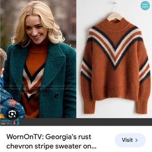 Mock Neck Varsity Stripe Sweater